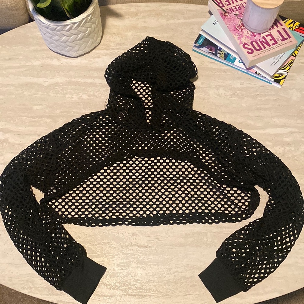 Fishnet Crop Top Hoodie | Size S